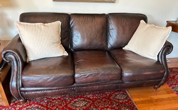 Three Cushion Leather Sofa - 74 Inches