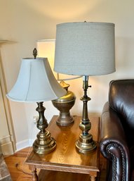 Three Brushed Brass Lamps