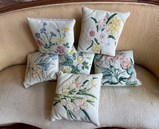 Six Needle Point Pillows  - 14 Inch Square