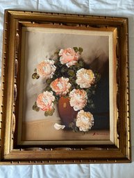 Oil On Canvas - Roses - Signed A Silver