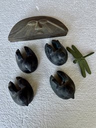 Four Cast Iron Screen Holders And More