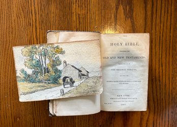 Small 1867 Bible Including French Picture 4x6 Inch