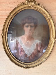 Portrait Of A Lady In A Gold Oval Frame - 24x31
