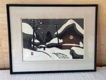 Kiyoshi Saito Wood Block Print - Winter In Aizu - 12x22