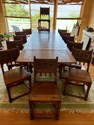 Jacobean Style Dining Table With 12 Chairs - 40x120