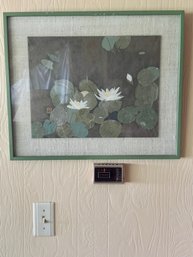 Framed Block Print Of Lotus Flowers  And Lily Pads - 18x21.5