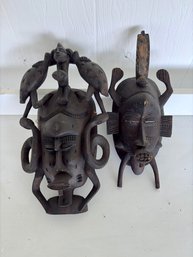 Two Wood Carved African Masks