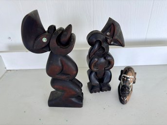 Three Hand Carved Wooden Oceanic Figures