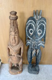 Two Carved Oceanic Figures - 33 Inches Tall