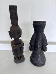 Two Hand Carved Wooden Figurines