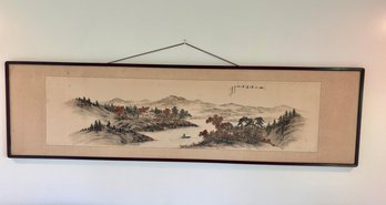 Framed Asian Wood Block Print - 66x18