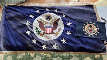 Two US Embassy Flags - 33x63 & 13x18