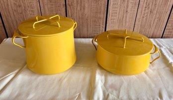 Two Yellow Dansk Pots - 9 & 10.5 Inch