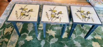 Three MCM Artist Signed Side Tables - As Is Condition