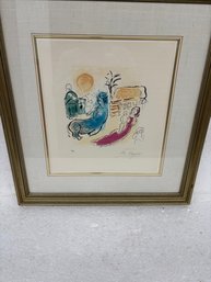 SIGNED CHAGALL 74/90 22x24 FRAMED