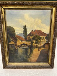 O/C EUROPEAN VILLAGE SCENE 20x24