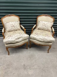 PR SILK UPHOLSTED CHAIRS W/PILLOWS
