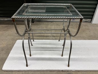 STACK TABLES 14x20. 12x18 W/BEVELED GLASS