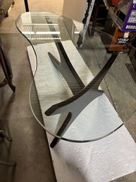 GLASS TOP 70S STYLE COFFEE TABLE 51 INCHES