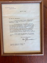 Harry Truman 1952 Signed Letter