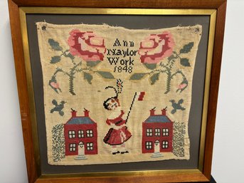 19TH C SAMPLER FRAMED 19 1/2 X 20
