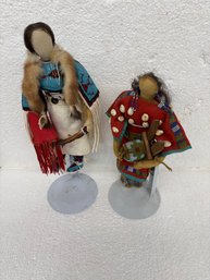 2 NATIVE AMERICAN DOLLS WITH GREAT BEADWORK