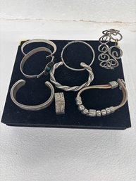 7 NATIVE AMERICAN SILVER BRACELETS