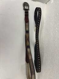 2 WOVEN NATIVE AMERICAN BELTS