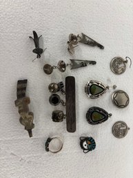 LOT SILVER EARRINGS/PINS