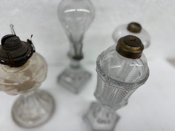 4 TALL WHALE /OIL LAMPS  11-12 INCHES