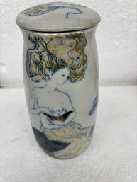 BERNIE MCCARTHY?? CONTEMPORARY VASE W COVER 10 INCH