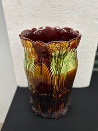 MAJOLICA UMBRELLA STAND 18 INCHES HIGH 10 INCHES ACROSS