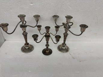 3STERLING CANDELABRAS