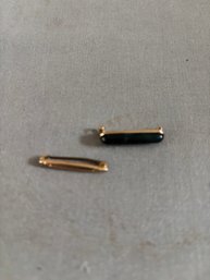 2 BAR PINS ONE MARKED GOLD