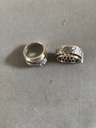 2 STERLING RINGS ON GOLD BASES