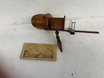 19TH C  STEREOPTIC VIEWER W CARD