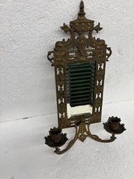 BRADLEY &HUBBARD SIGNED CANDLE SCONCE W/MIRROR