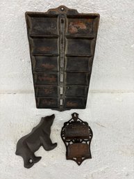 3PCS. BEAR COOKIE MOLD ,MATCH HOLDER, PAN