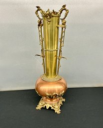 French Bronze And Copper Vase - 11 Inches Tall