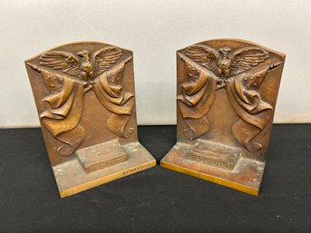 Bronze Presidential Bookends - Marked A.P. Nardini