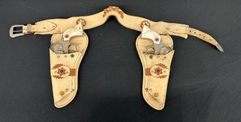 Pair Of Toy Cap Guns In Holster.