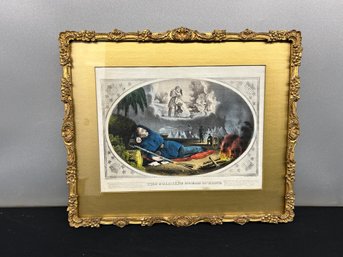 Currier Print - The Soldiers Dream Of Home - 15x18 Framed