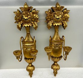 Pair Of French Style Gold Sconces -