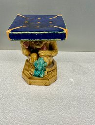 Small Majolica Monkey Plant Stand - 10x11 - Top Is 7 Inch Sq