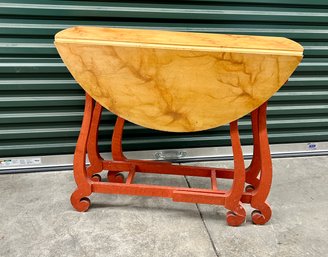 Faux Painted Top Drop Leaf Table 36 Inch Round Top