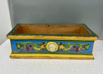 Majolica Style Italian Planter-  As Is - 8.5x20.5 Cracked - See Pictures