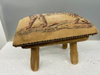 Primitive Stool With Tiger Pillow Top  - 9x12