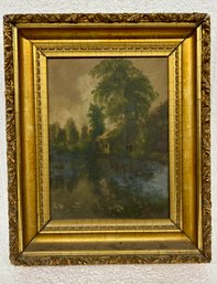 Initialed And Dated 1906 Framed Oil On Canvas 9x12