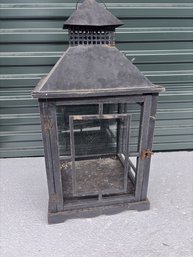 Wood And Glass Display Lantern - Door Glass Missing - 12x26