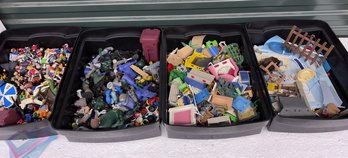 Four Drawer Plastic Storage Cart  Full Of Mostly Play-mobile Accessories